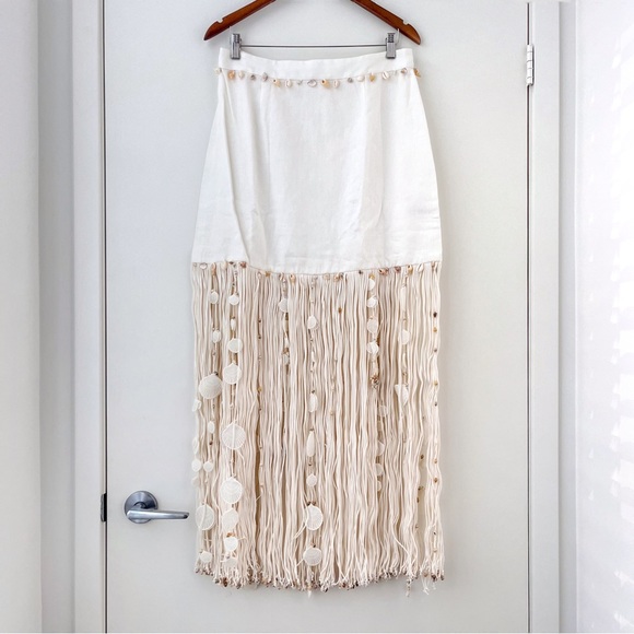 NWOT Zimmermann Postcard fringed white linen seashell skirt 3 - Picture 2 of 16